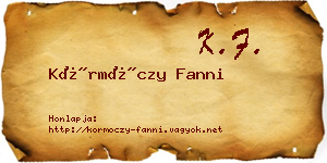 Körmöczy Fanni névjegykártya